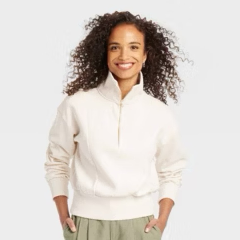 Cream Half-Zip Pullover